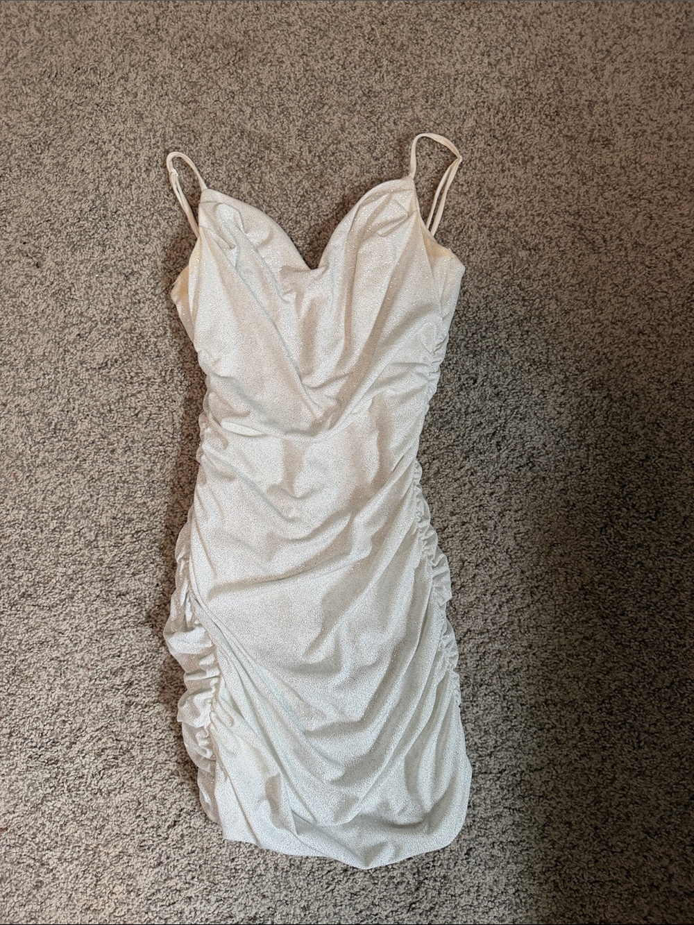 Windsor Ivory Draped Spaghetti-Strap Mini Dress